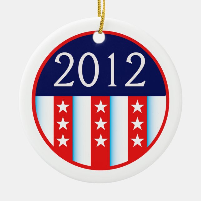 2012 election seal red and blue vote voting ceramic tree decoration (Front)