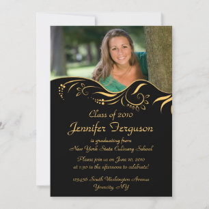 2012 Elegant gold swirls graduation party invite