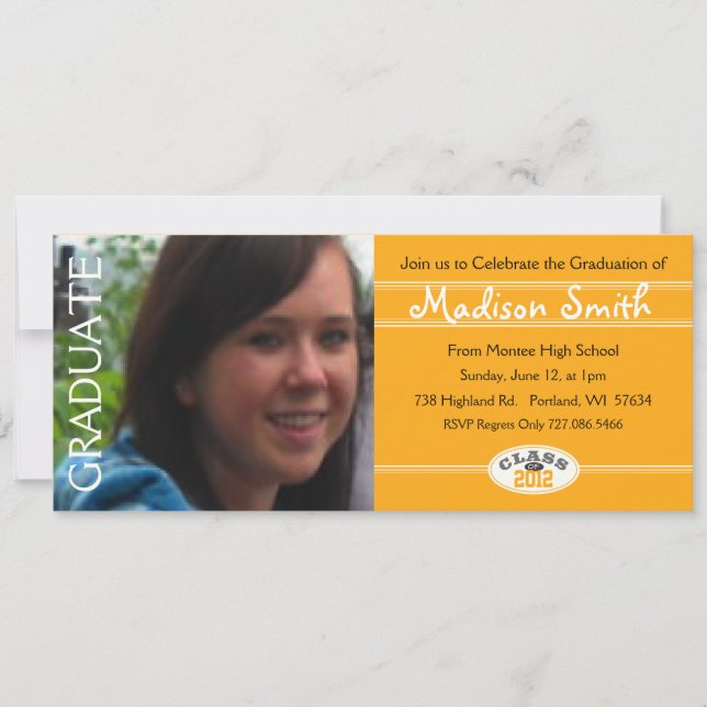 2012 Graduation Fun Gold Party Invitation (Front)