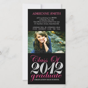 2012 Graduation Party Pink Black Invite Cards