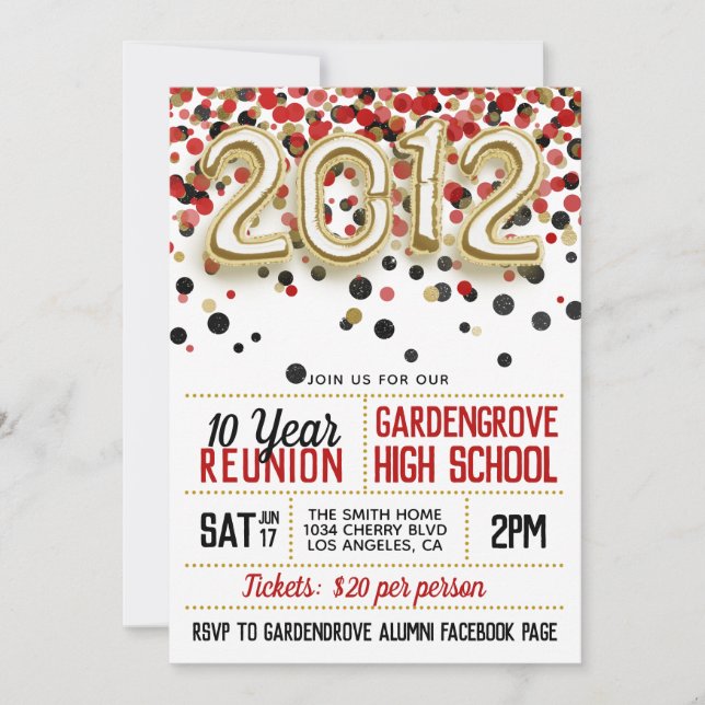 2012 High School College Reunion Invitation (Front)
