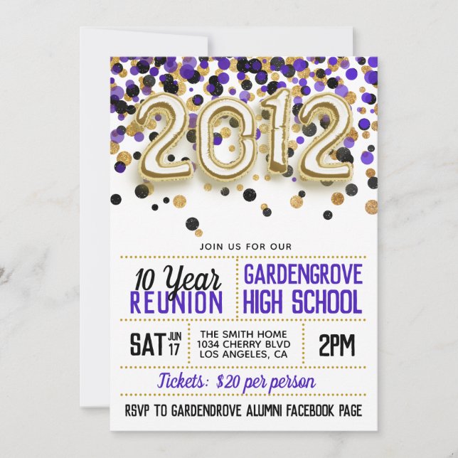 2012 High School College Reunion Invitation (Front)