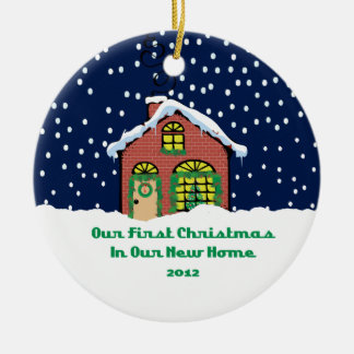 2012 New Home Christmas Brick Cottage Ceramic Tree Decoration