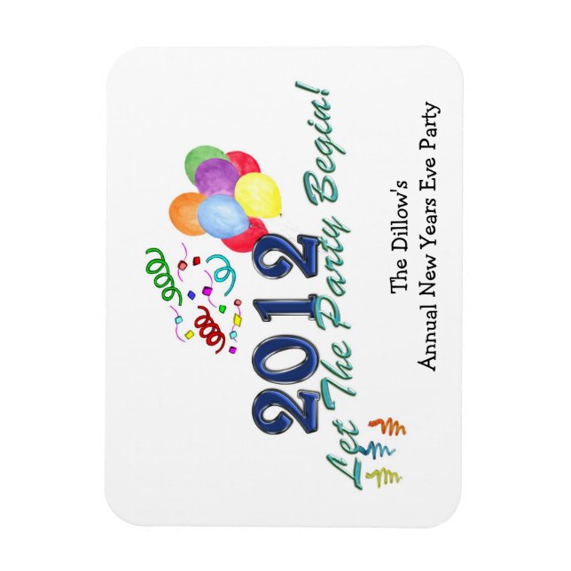 2012 New Years Party Magnet Favour Template (Vertical)