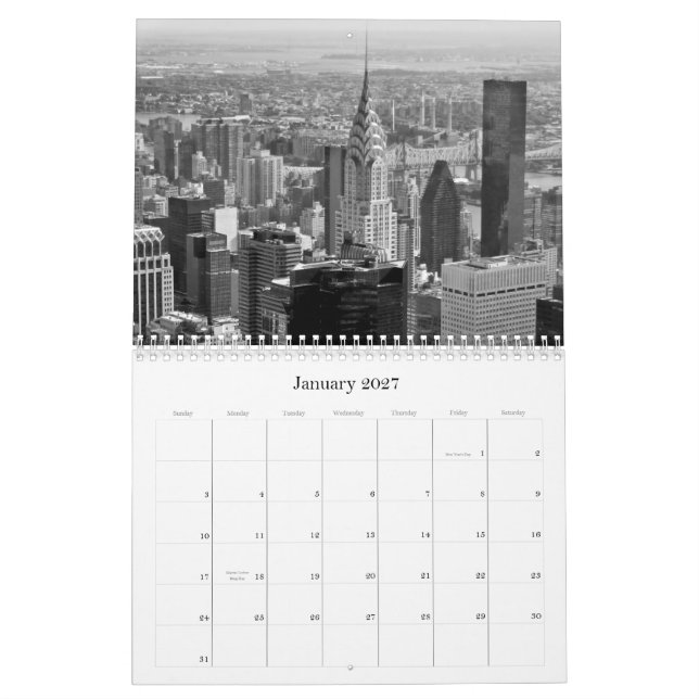 2012 New York Calendar (Jan 2027)