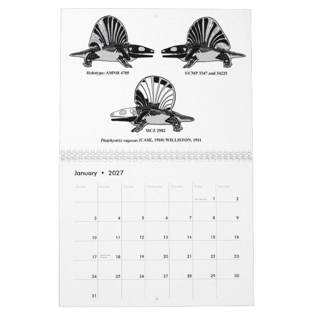 2012 Palaeozoic and Mesozoic Sailed Tetrapods Calendar (Jan 2027)
