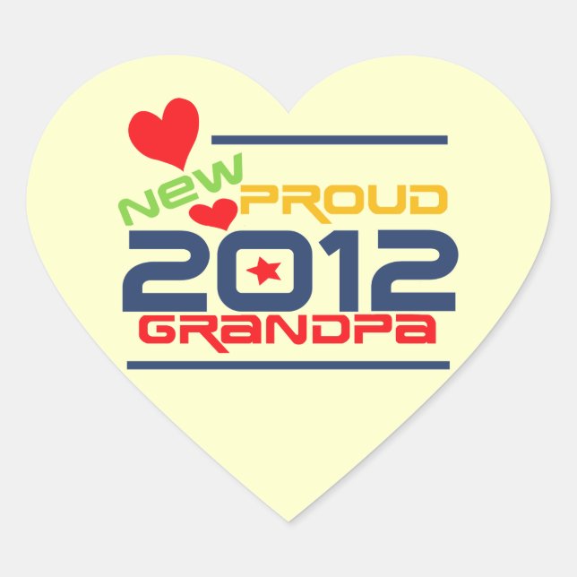 2012 Proud Grandpa T-shirts and Gifts Heart Sticker (Front)