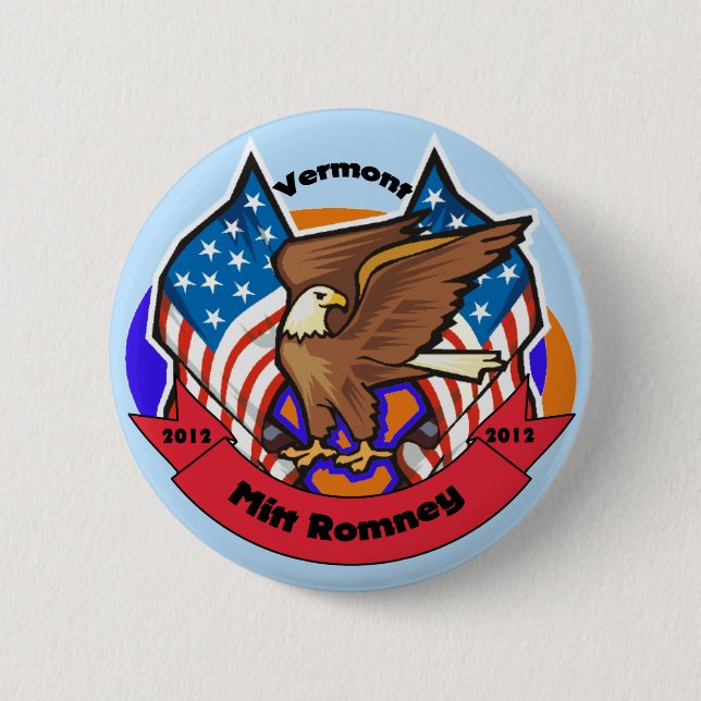2012 Vermont for Mitt Romney 6 Cm Round Badge (Front)