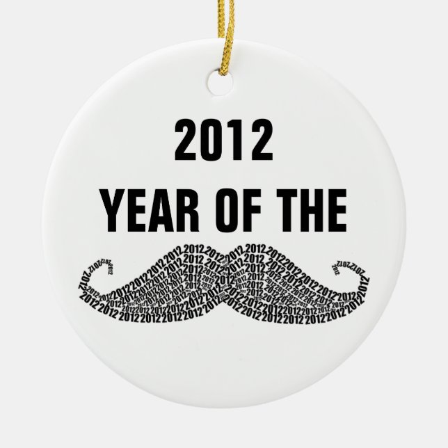 2012 Year of The Moustache Ceramic Tree Decoration (Front)