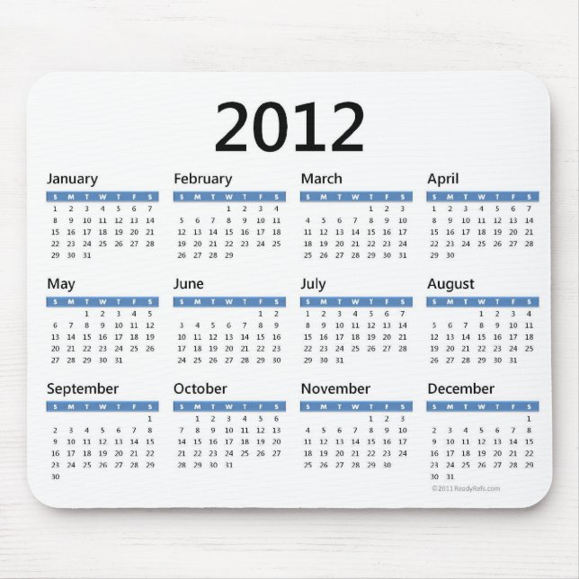 2012 Yearly Calendar Mouse Mat (Front)