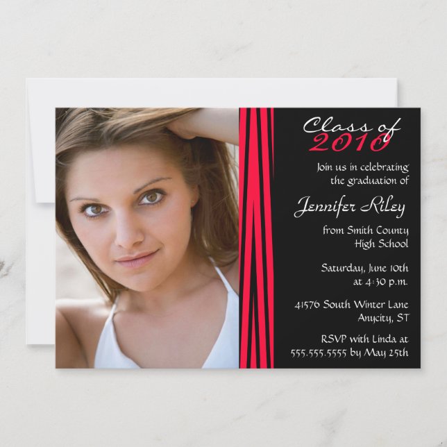 2012 Zebra print stylish graduation party invite (Front)