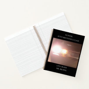 2013 Black Muscle Car Lights School Sports Car Notebook