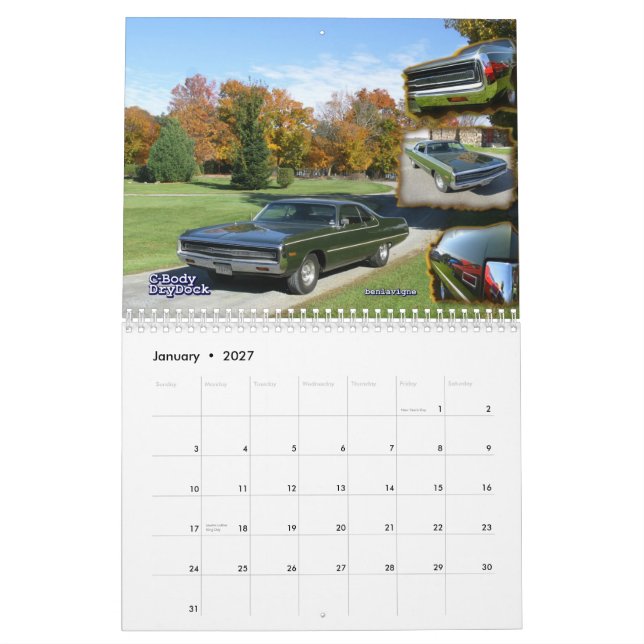 2013 C-Body Mopar Calendar (Jan 2027)