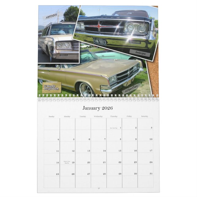 2013 C-Body Mopar Calendar (Jan 2026)