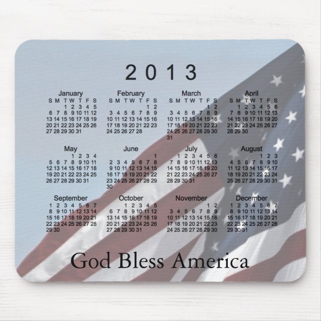 2013 Calendar God Bless America Mouse Mat (Front)