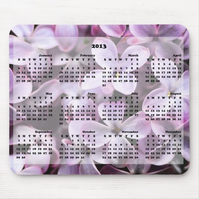 2013 Calendar Lilacs Mousepad (Front)