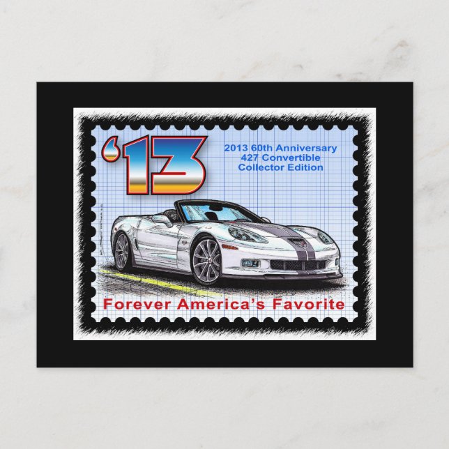 2013 Corvette 60th Anniversary Convertible Postcard (Front)