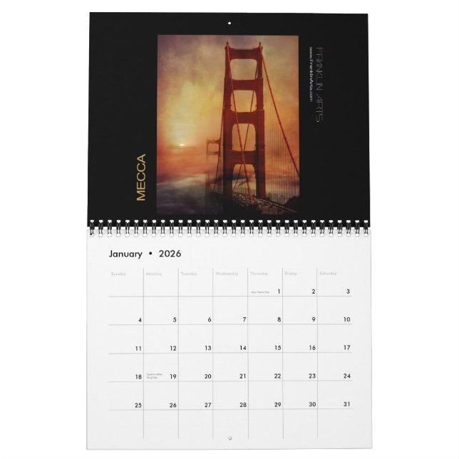 2013 Golden Gate Bridge Inspired Artwork Calendar (Jan 2026)