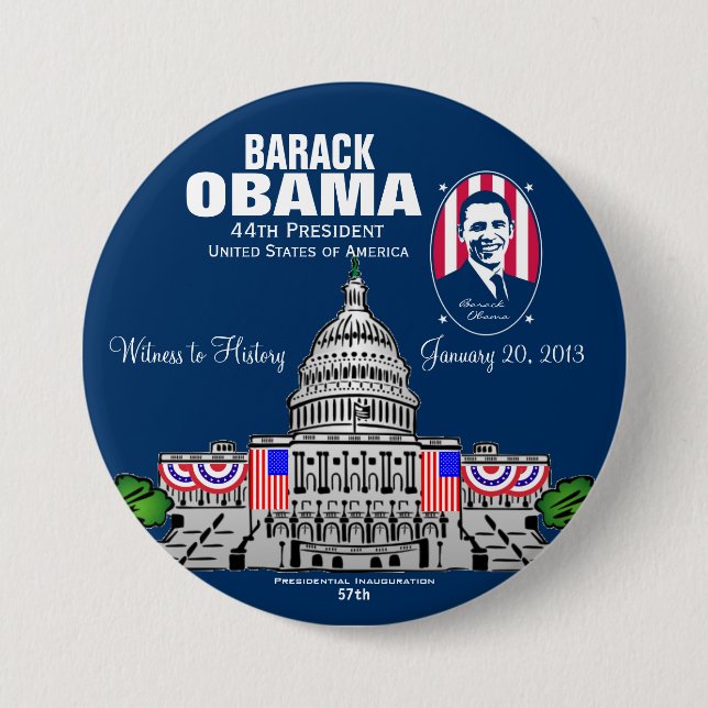 2013 Presidential Inauguration 7.5 Cm Round Badge (Front)