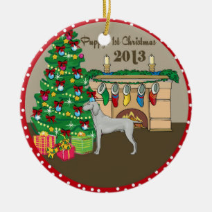 2013 Weimaraner Puppys First Christmas Ceramic Tree Decoration