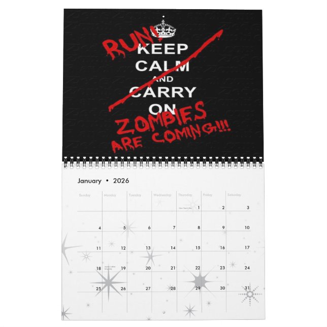 2013 zombie calendar (Jan 2026)