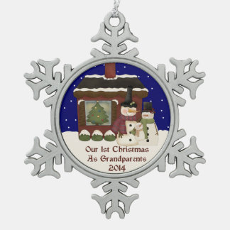 2014 1st Christmas As Grandparents Snowflake Pewter Christmas Ornament