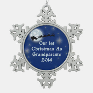 2014 1st Christmas As Grandparents Snowflake Pewter Christmas Ornament