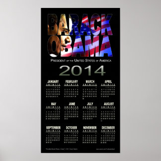 2014 Barack Obama Cutout Calendar | black Poster