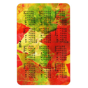 2014 Calendar Colourful Leaves Magnet