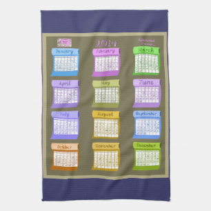 2014 calendar fabric bolts kitchen tea towel navy