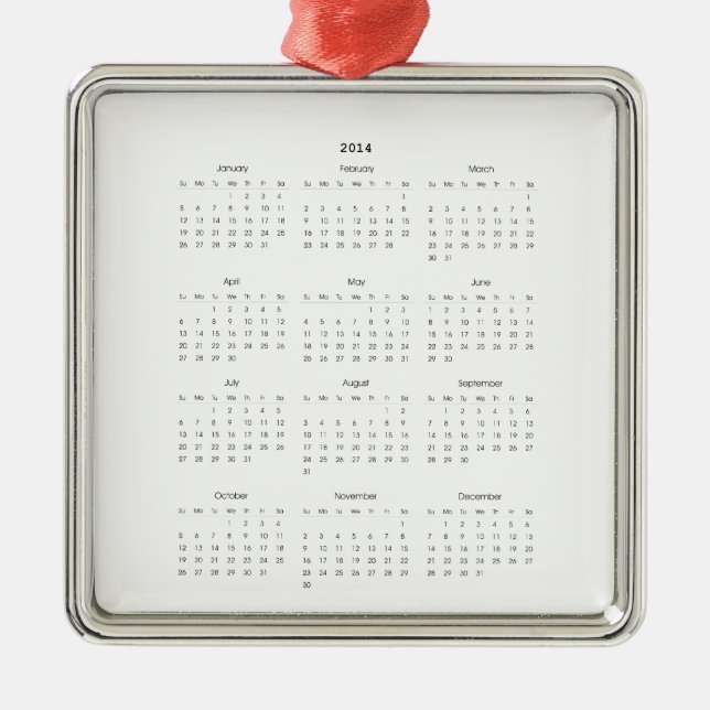 2014 Calendar Gifts Metal Tree Decoration (Front)
