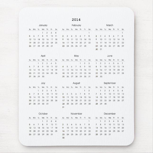 2014 Calendar Gifts Mouse Mat (Front)