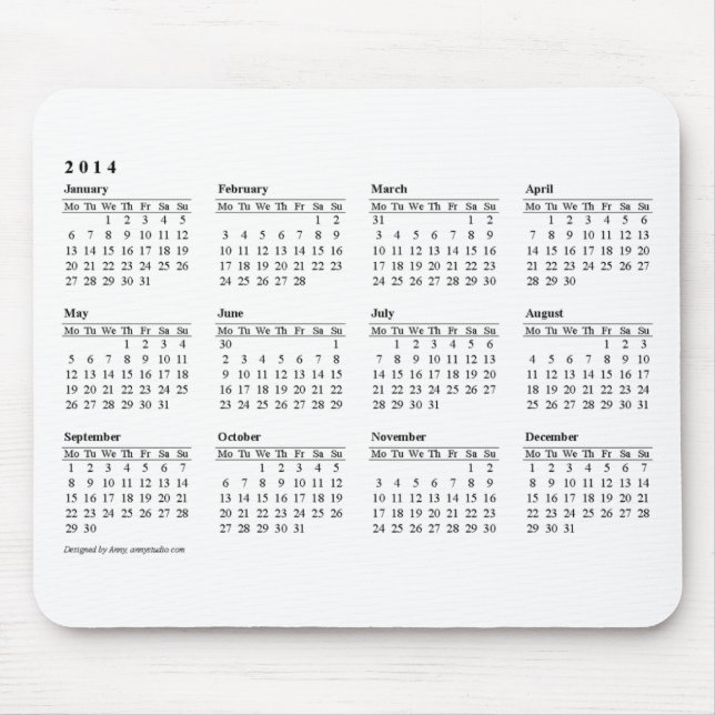 2014 calendar Mouse Pad (Front)