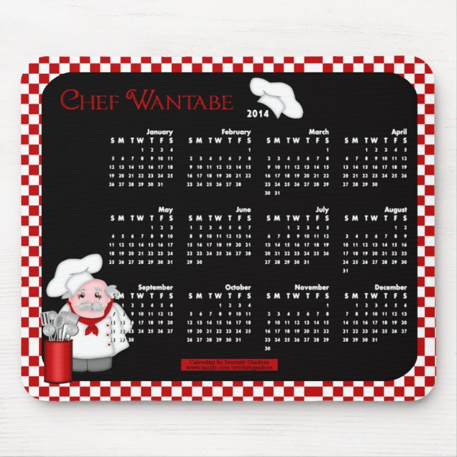 2014 Calendar Mouse Pad-Chef Wantabe Mat (Front)