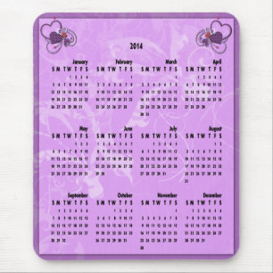 2014 Calendar Mouse Pad - Hearts n Swirls