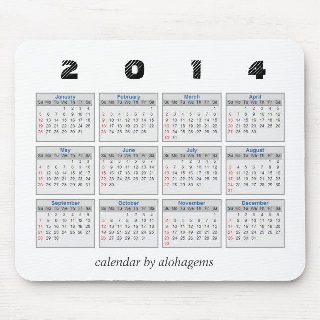 2014 Calendar Mousepad (Front)