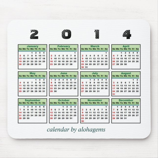 2014 Calendar Mousepad (Front)
