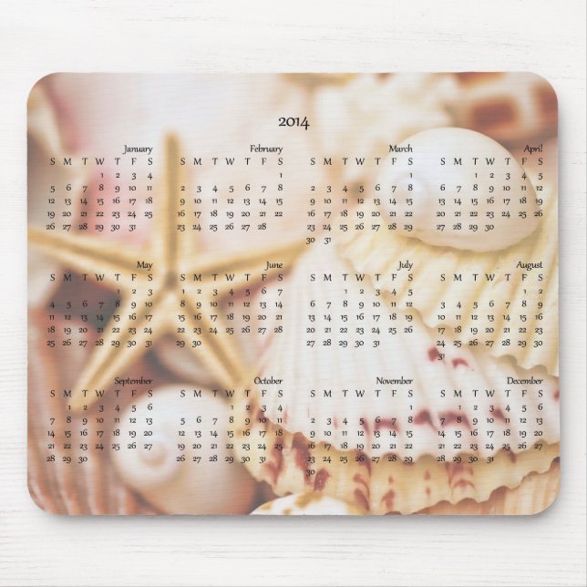 2014 Calendar - Seashell Mousepad (Front)