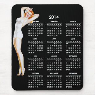 2014 Calendar with Vintage Pin-Up Girl Mouse Mat