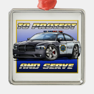 2014 Dodge Charger Police Car 1 Metal Tree Decoration
