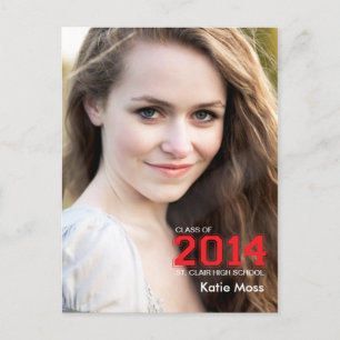 2014 Graduation Invitation Postcard     Red