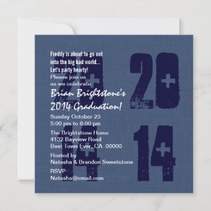 2014 Graduation or Any Year Blue and White V08 Invitation
