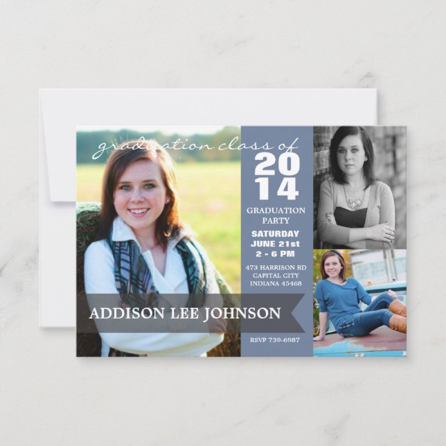 2014 Graduation Party - Classy Banner Collage Invitation (Front)