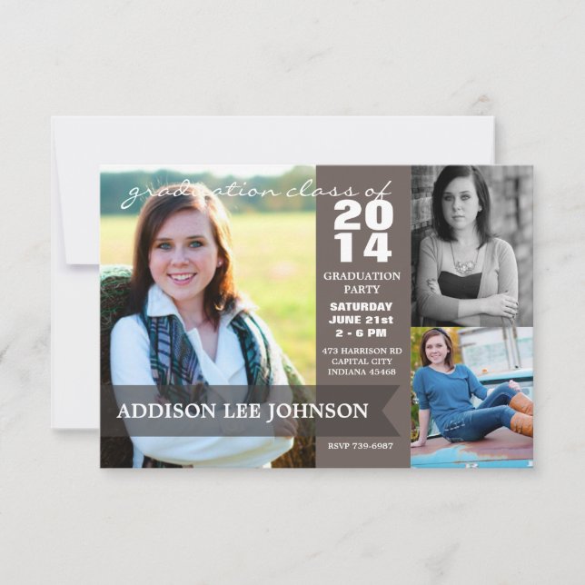 2014 Graduation Party - Classy Banner Collage Invitation (Front)