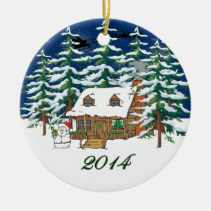 2014 Log Cabin Christmas Ornament