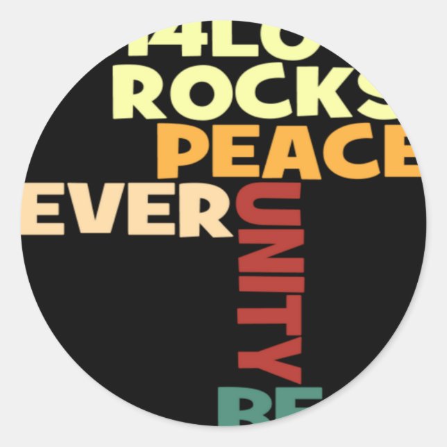 2014 Love Rocks Peace Art Print Classic Round Sticker (Front)