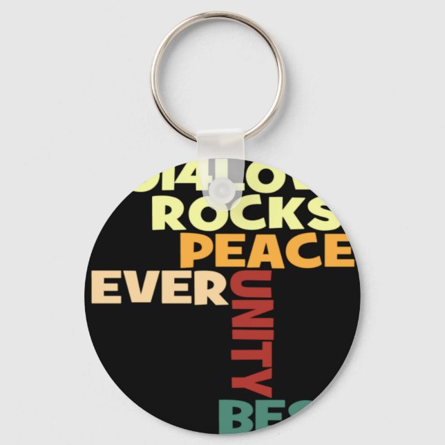 2014 Love Rocks Peace Art Print Key Ring (Front)