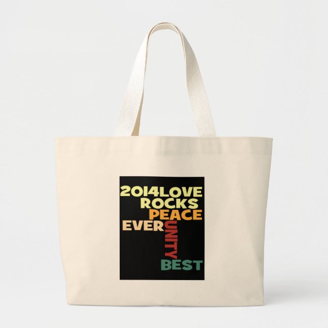 2014 Love Rocks Peace Art Print Large Tote Bag (Front)