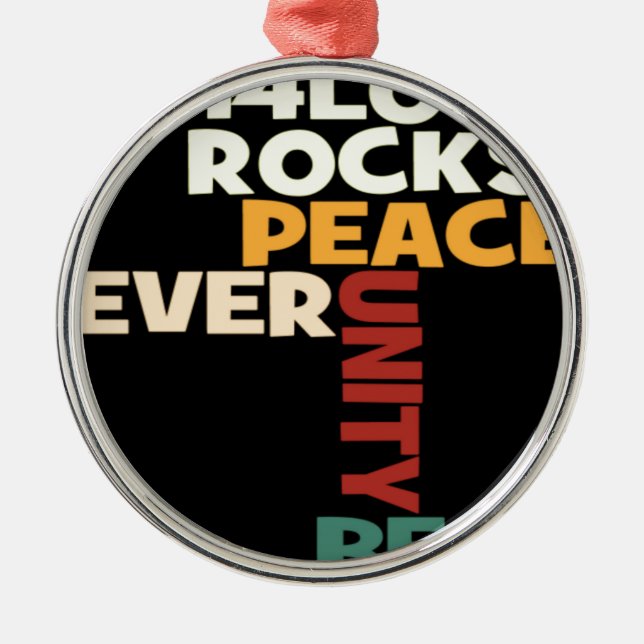 2014 Love Rocks Peace Art Print Metal Tree Decoration (Front)