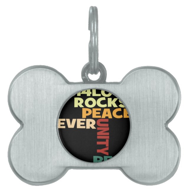 2014 Love Rocks Peace Art Print Pet Name Tag (Front)